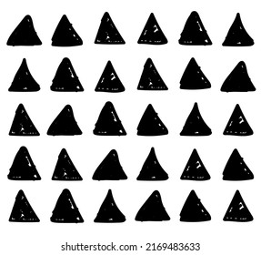 Handwritten triangle doodles seamless pattern. Lines and shapes. Handwritten marker design elements on white background.