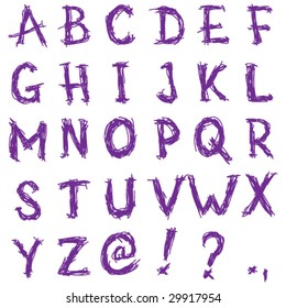 Handwritten typography. Just the uppercases. Complete set also available. Vector illustrator.