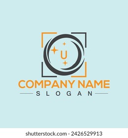 Handwritten U letters logo design with vector