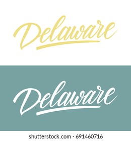 Handwritten U.S. state name Delaware. Calligraphic element for your design. Vector illustration.