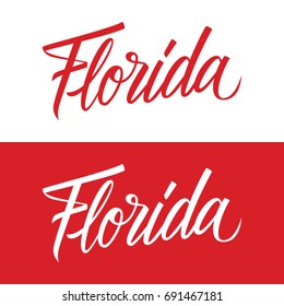 Handwritten U.S. state name Florida. Calligraphic element for your design. Vector illustration.