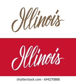 Handwritten U.S. state name Illinois. Calligraphic element for your design. Vector illustration.