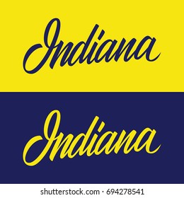 Handwritten U.S. state name Indiana. Calligraphic element for your design. Vector illustration.