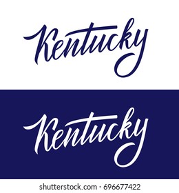 Handwritten U.S. state name Kentucky. Calligraphic element for your design. Vector illustration.