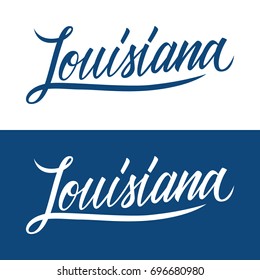 Handwritten U.S. state name Louisiana. Calligraphic element for your design. Vector illustration.