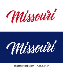 Handwritten U.S. state name Missouri. Calligraphic element for your design. Vector illustration.