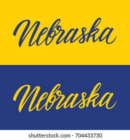 Handwritten U.S. state name Nebraska. Calligraphic element for your design. Vector illustration.