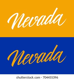 Handwritten U.S. state name Nevada. Calligraphic element for your design. Vector illustration.