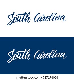 Handwritten U.S. state name South Carolina. Calligraphic element for your design. Vector illustration.