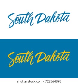 Handwritten U.S. state name South Dakota. Calligraphic element for your design. Vector illustration.