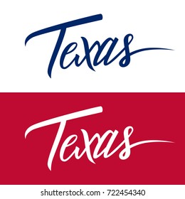 Handwritten U.S. state name Texas. Calligraphic element for your design. Vector illustration.