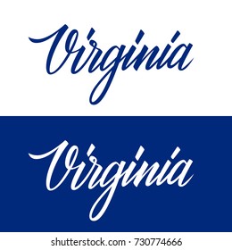 Handwritten U.S. state name Virginia. Calligraphic element for your design. Vector illustration.