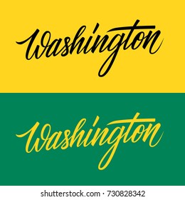 Handwritten U.S. state name Washington. Calligraphic element for your design. Vector illustration.