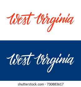Handwritten U.S. state name West Virginia. Calligraphic element for your design. Vector illustration.
