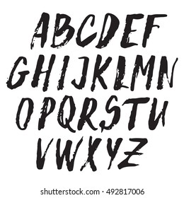 Handwritten vector alphabet. Grunge texture. Modern hand drawn alphabet. Isolated capital letters.