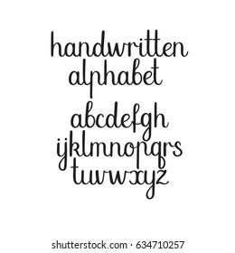 Handwritten vector alphabet. Hand drawn modern calligraphy letters. Ink illustration. Handwritten calligraphy font.