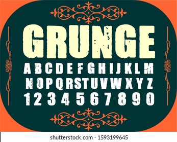Handwritten vector alphabet letters named Grunge