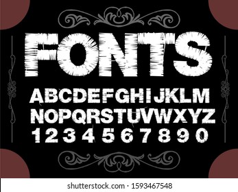 Handwritten vector alphabet letters named Fonts. script.typeface. fonts.letters.numbers.calligraphy. handwritten.hand.abc.alphabets. characters.retro.type.logo.serif.grunge.script.sign.symbol