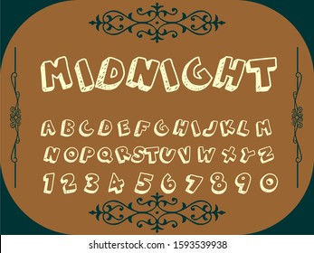 Handwritten vector alphabet letters named Midnight