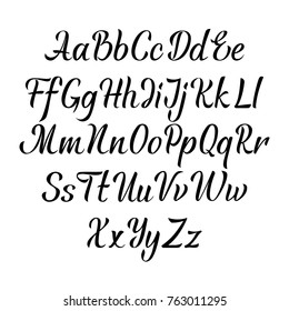 Handwritten vector aphabet. Hand drawn lettering font. Brush script calligraphy cursive type