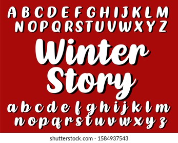 Handwritten vector calligraphic alphabet letters named winter night
