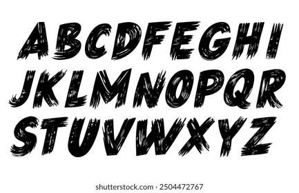 Handwritten vector calligraphic black brush alphabet