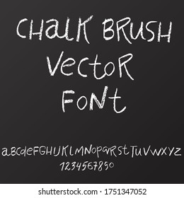 Handwritten vector chalked alphabet. Imitation texture of chalk. Modern hand drawn font. Vector illustration.
