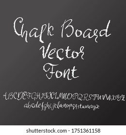 Handwritten vector chalked alphabet. Imitation texture of chalk. Modern hand drawn font. Vector illustration.