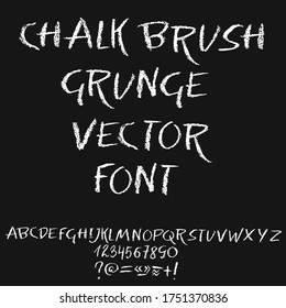 Handwritten vector chalked alphabet. Imitation texture of chalk. Modern hand drawn font. Vector illustration.