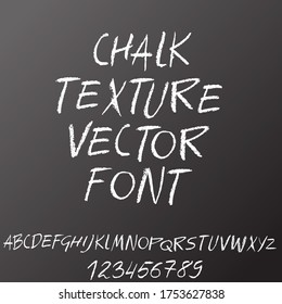 Handwritten vector chalked alphabet. Imitation texture of chalk. Modern hand drawn font. Vector illustration.