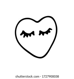 handwritten vector creative stylized heart with eyes on a white background