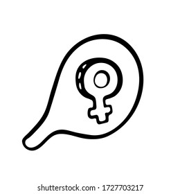handwritten vector   feminism sign inside a bubble on a white background