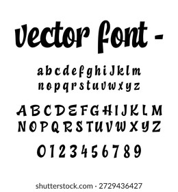 Handwritten vector font set with alphabet and numbers