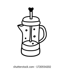 handwritten vector Frenchpress on a white background