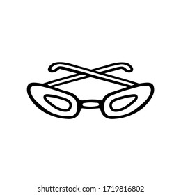 handwritten vector glasses on a white background.drawn black and white sunglasses isolated