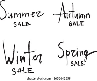                                                         Vector manuscrito "venta de invierno", "venta de primavera", "venta de verano", "venta de otoño". Ilustración vectorial con membrete manual. Viñeta de pincel vectorial