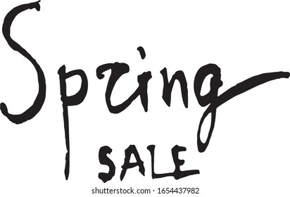 Handwritten vector  “Spring sale”. Hand lettering 
vector illustration. Vector brush handwritten text 
for poster, banner, marketing, billboard.
