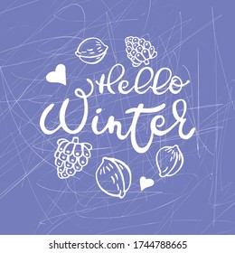Handwritten vector lettering. Hello seasons concept