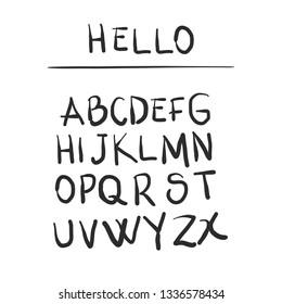 Handwritten vector letters. Hand drawn alphabet.