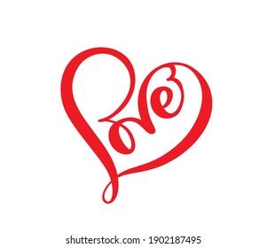 Handwritten vector logo text Laser cut LOVE and heart Happy Valentines day card, romantic quote for design greeting card, tattoo, holiday invitation.