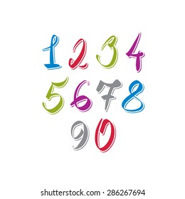 Handwritten vector numbers, modern numbers set.