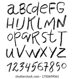 Alfabeto pensil vector manuscrito. Textura psílica. Alfabeto dibujado a mano moderno. Cartas aisladas.