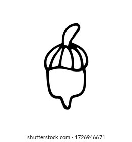 handwritten vector of a single acorn on a white background 