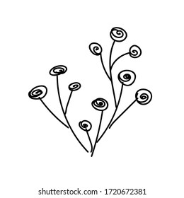 handwritten vector stylized bush with a white background.Doodle vector grass, herb, green-fodder illustration , logo and greeting card, bush, shrub,simple