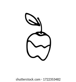 handwritten vector stylized small apple on a white background.apple logo black and white