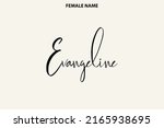 Handwritten Vector Text Girl Name Evangeline