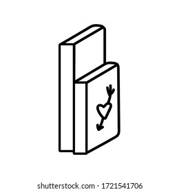 handwritten vector two books with a heart on a white background. handwritten love books