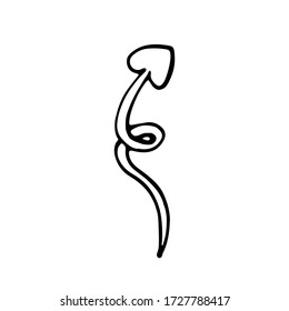 flecha ondulada vectorial manuscrita para el día de San Valentín sobre fondo blanco