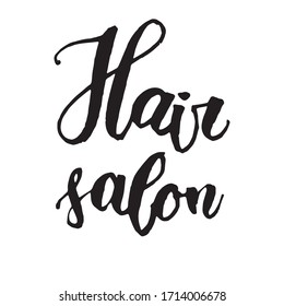 Handgeschriebene Vektorillustration Wort "Friseur".  Kalligraphische Bürste moderne Schrift. Einzeln auf weißem Hintergrund. Overlay-Text für Logo, Poster, Banner, Einladung, Blog, Plakatwand.