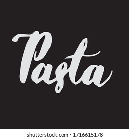 Handgeschriebenes Vektorillustration-Wort "Pasta".  Kalligraphische Bürste moderne Schrift. Einzeln auf weißem Hintergrund.